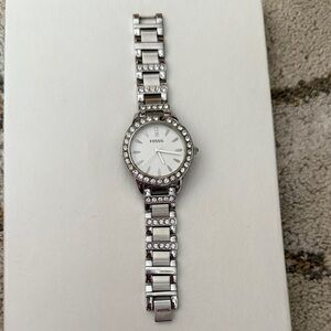 Fossil Women's Silver Crystal-Accented Watch